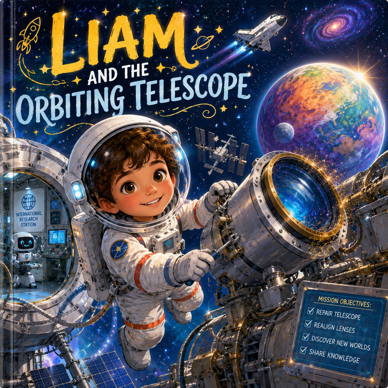 The Orbiting Telescope – Personalized Space Science Book for Kids