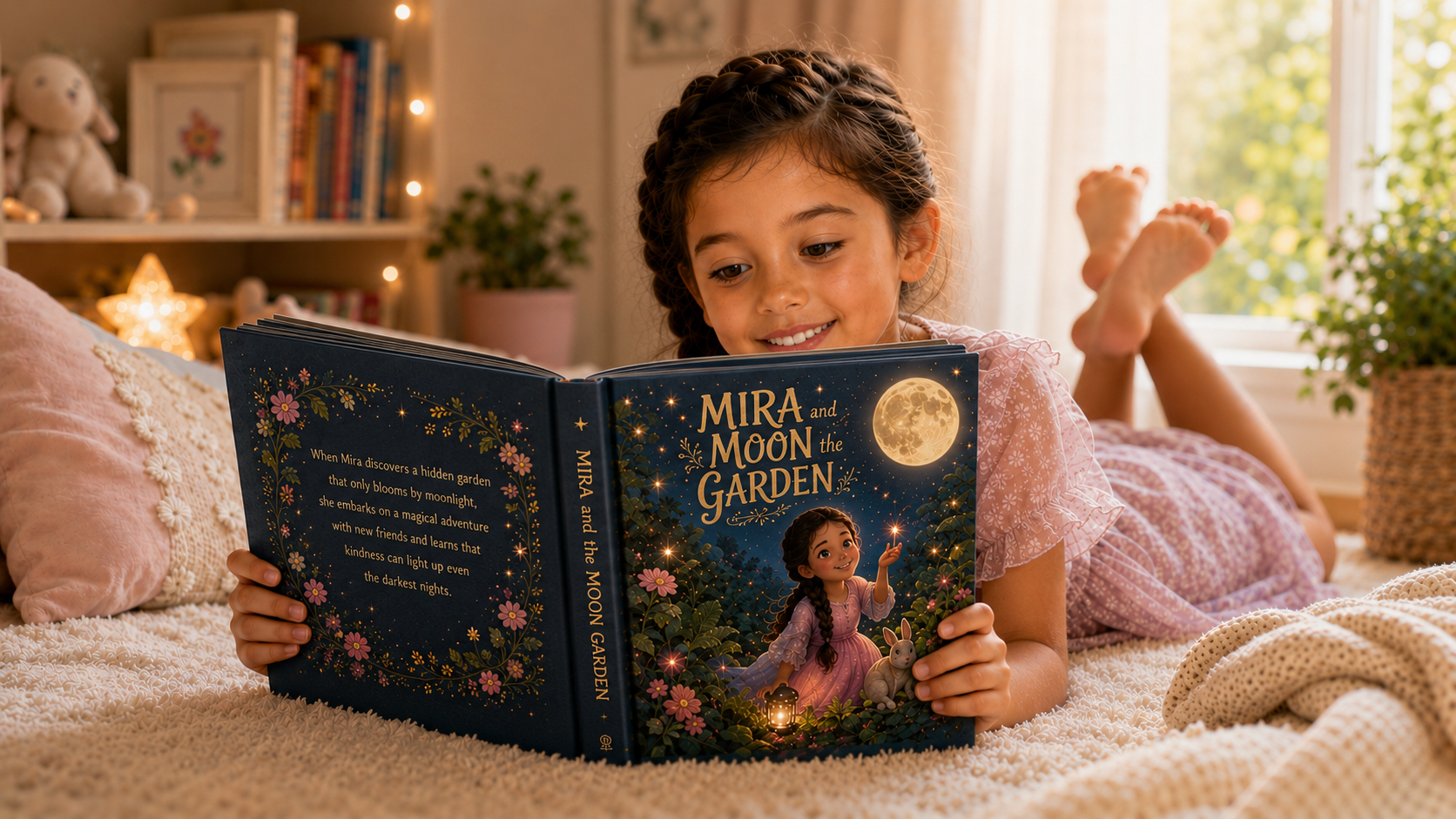 A child reading a personalised storybook