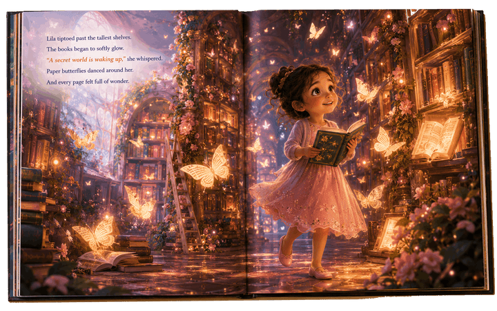 Open hardcover with two facing pages